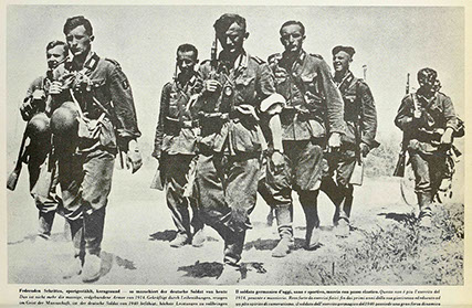 Wehrmachtsoldaten: „Federnden Schrittes, sportgestählt, kerngesund – so marschiert der deutsche Soldat von heute“